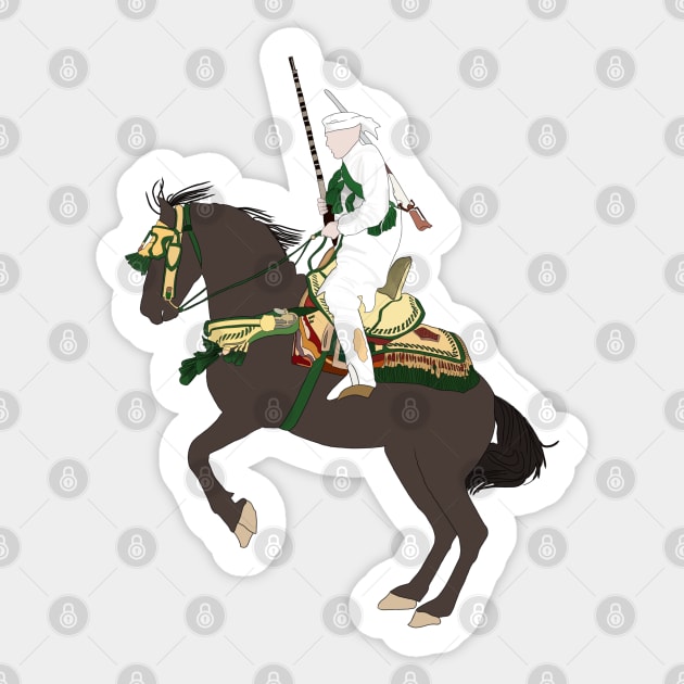 Moroccan Horse with His Saddle - Tbourida - Moroccan Equestrian Art Sticker by Tilila